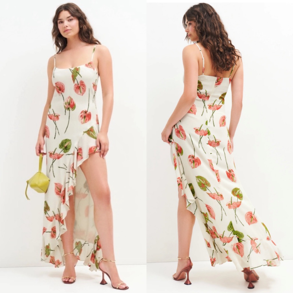 New Nwt Reformation Winola High Low Maxi Dress In Cali Floral Print